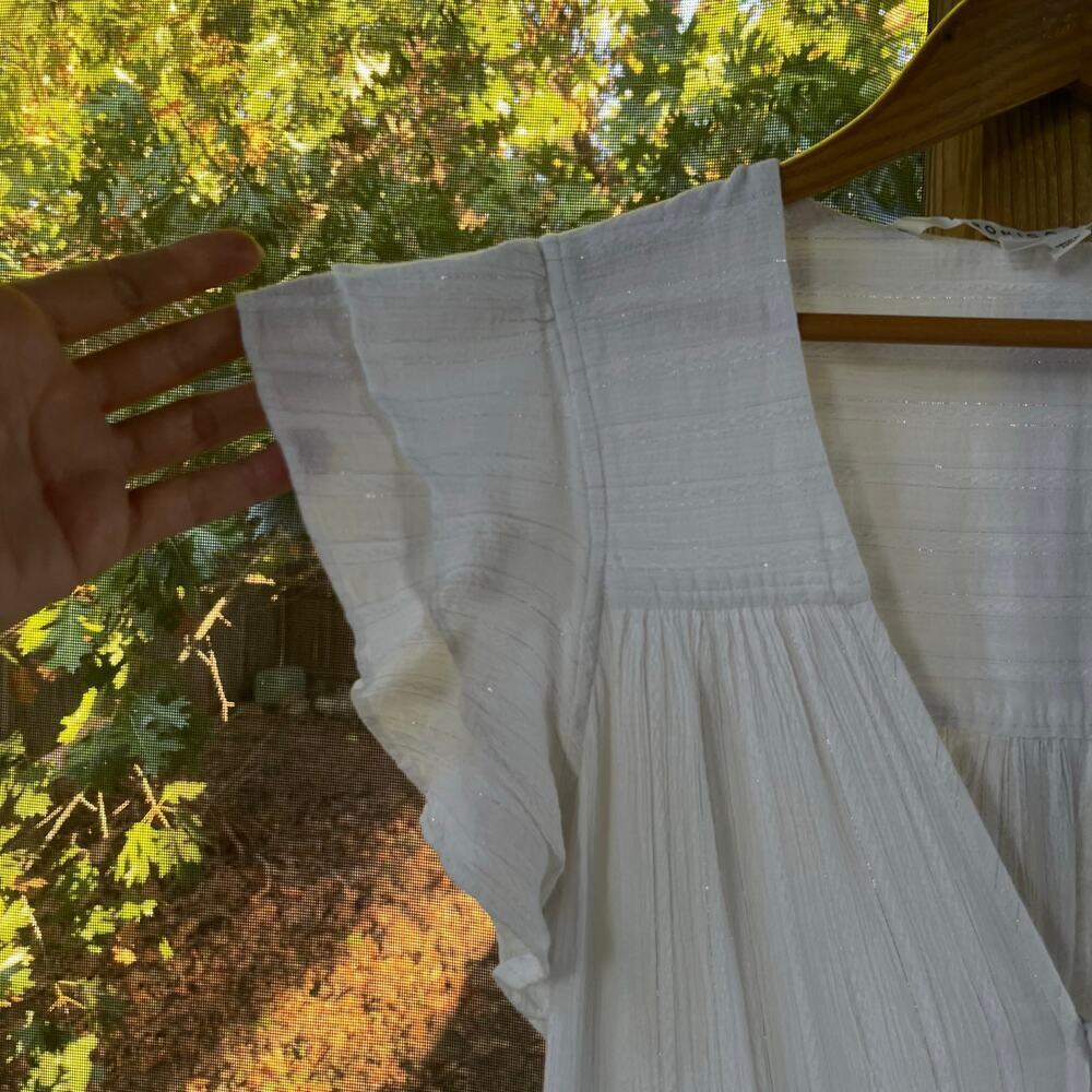 Veronica Beard White Tinzia Dress Midi Length Ruffle Hem Size L - Picture 6 of 14